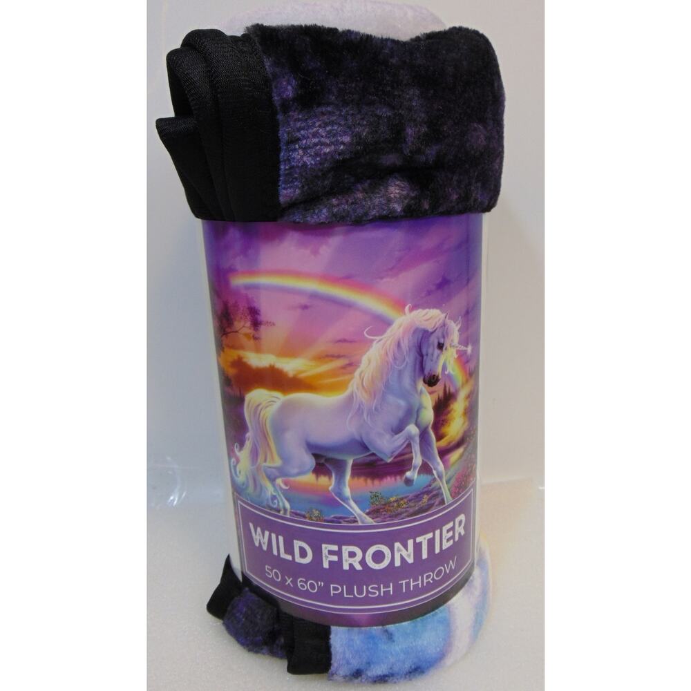 Unicorn Throw Soft Warm Plush Blanket Horse Rainbow 50' X 60" Wild Frontier NEW